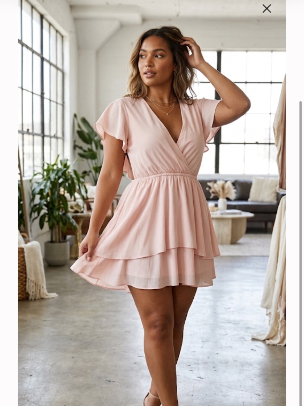 Summer blush pink backless wrap mini dress